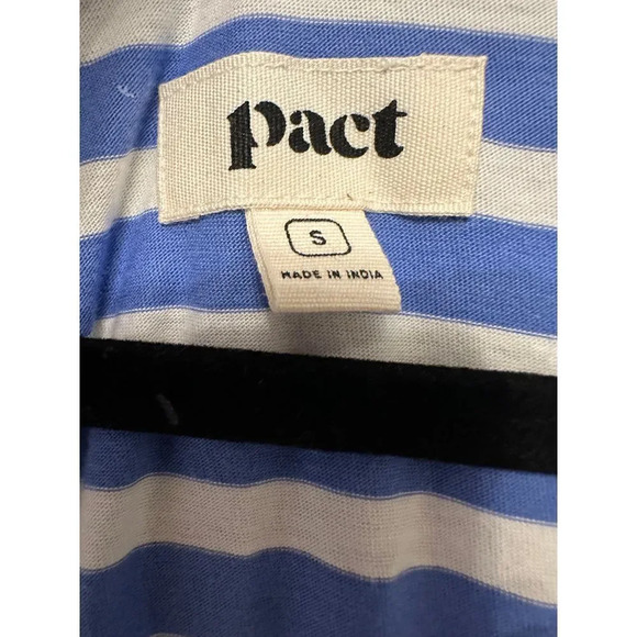 Pact 100% Organic Cotton Blue White Striped Pullover Mini Dress Size Small Tank - Picture 3 of 4